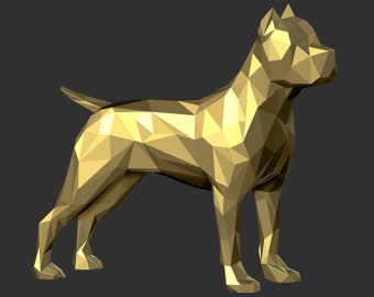 Cane Corso 3D Scultura d'Arte Poligonale per la stampa 3D. File STL