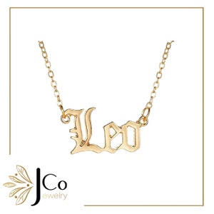 Zodiac Name Pendant Necklace / Astrology Pendant Necklace / Gold Plated Necklace / Jewelry for Women / 12 Zodiac Signs / Christmas Gifts