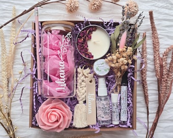 Personalized Birthday Gift Box: Birth Month Flower Tumbler, Vegan Spa Set