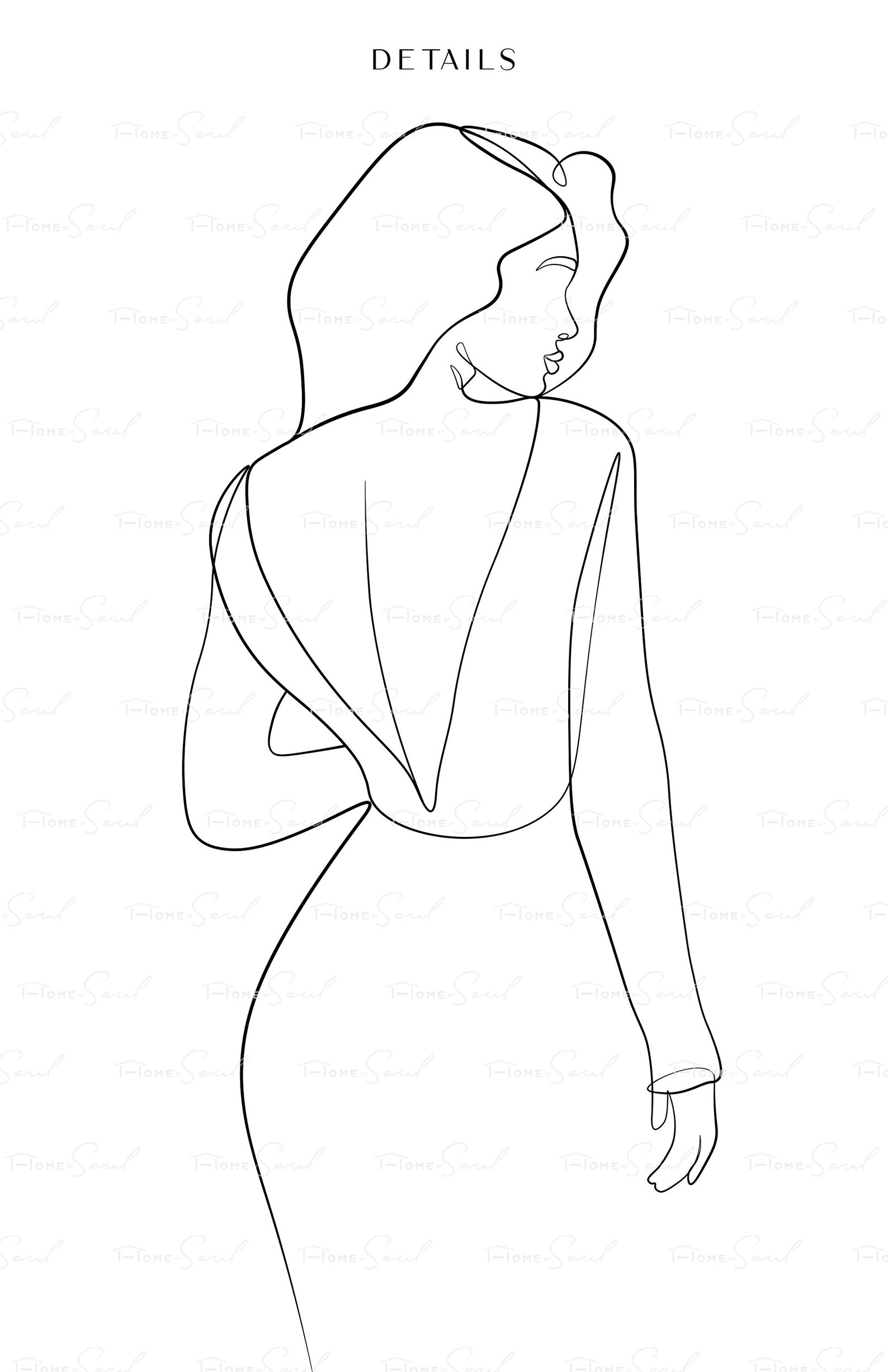 Woman Line Art Print Woman Line Drawing Wall Art Lady in - Etsy