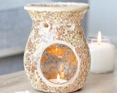 Large Gold Crackle Glass Oil Wax Burner
