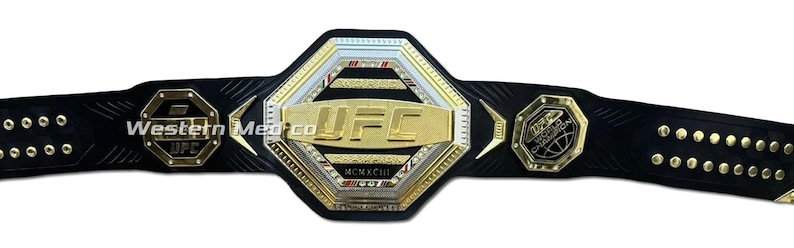 UFC Legacy Championship Replica Title Belt: Genuine Leather, Golden 3d Zinc Metal Plates image 5