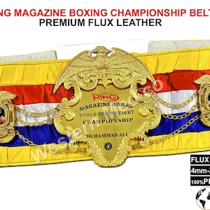Ring Magazine Title Belt Muhammad Ali Boxing Championship Title 3mm Flux Leather Belt Adult Size 4mm Zinc  Mike Tyson Ring Magazine Belt New