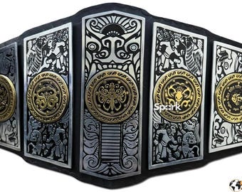 Cinturón de campeonato de peso pesado LUCHA Underground Gift of God, réplica con medallones magnéticos extraíbles, cinturón de zinc de 4 mm, nuevo.