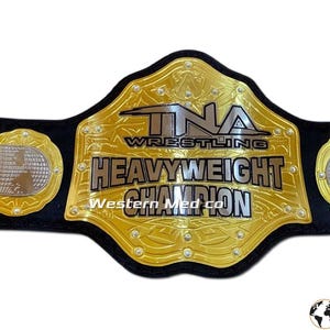 TNA World Heavyweight Championship Replica Title 4mm Brass Zinc Adult Size 3mm Leather Strap New Tna Title Belt