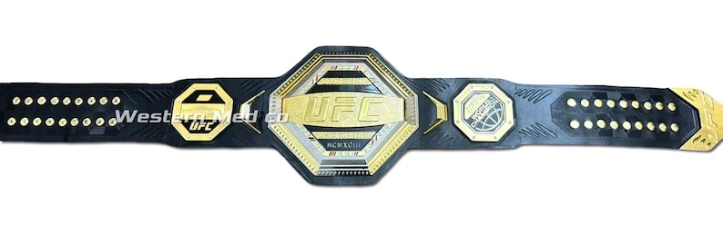 UFC Legacy Championship Replica Title Belt: Genuine Leather, Golden 3d Zinc Metal Plates image 7