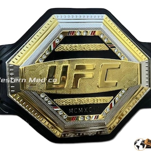 UFC Legacy Championship Replica Title Belt: Genuine Leather, Golden 3d Zinc Metal Plates image 6