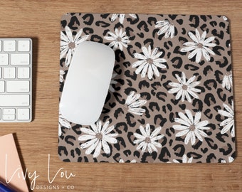 Daisy Leopard Mouse Pad | Office Decor | Desk Accessories | Women Desk Decor | Coworker Gift | Teacher Gift Idea | Modern Office Decor