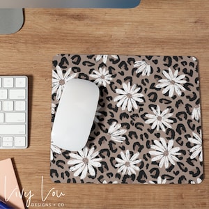 Daisy Leopard Mouse Pad | Office Decor | Desk Accessories | Women Desk Decor | Coworker Gift | Teacher Gift Idea | Modern Office Decor