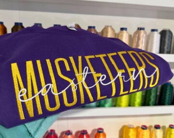 Embroidered School Mascot Crewneck Sweatshirt, College University Hoodie, Sorority Gift, Spirit Wear, Bed Party Decor