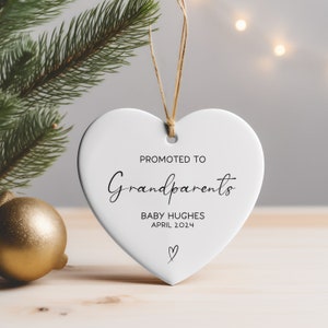 Promoted to Grandparents Ornament, Christmas Ornament, Pregnancy Announcement, Reveal to Grandparents, New Baby Announcement Ornament