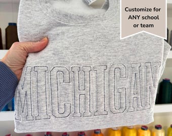 Custom Embroidered Monochromatic School Mascot Sweatshirt | Custom College Spirit Wear | High School Spirit Wear | Tone on Tone Sweatshirt
