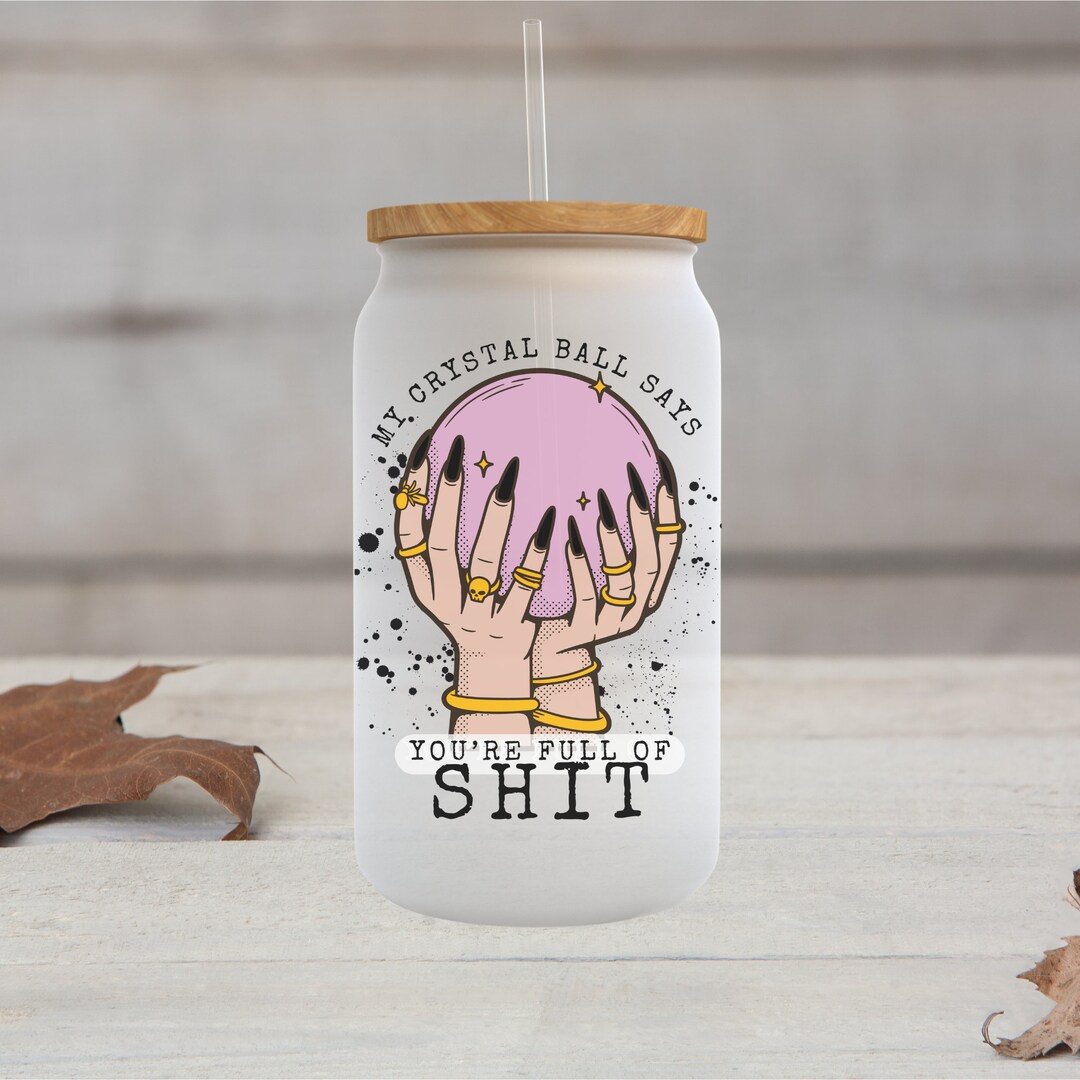 Crystal Ball Iced Coffee Cup, Witchy Coffee Cup, Iced Coffee Glass