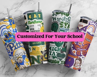 Personalized Skinny Stainless Steel Cups|College Bed Party|High School Graduation Gifts|Customized Tumbler Gifts for College|Custom Tumbler