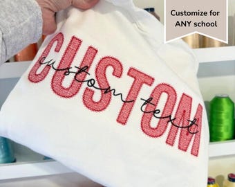 Custom Embroidered School Mascot Sweatshirt/Hoodie | Custom College Spirit Wear | High School Spirit Wear | College Bed Party Merch