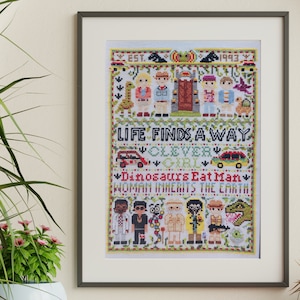 JURASSIC DINOSAUR PRINT Kreuzstich A4 oder A3 Classic 90's Film Dinosaurier Kunst