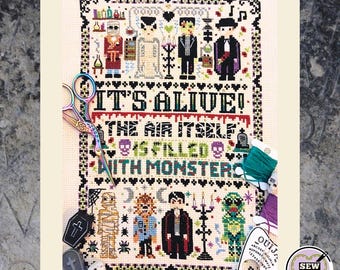 Classic Monsters Horror Movie Cross Stitch Pattern PDF Instant Digital Download