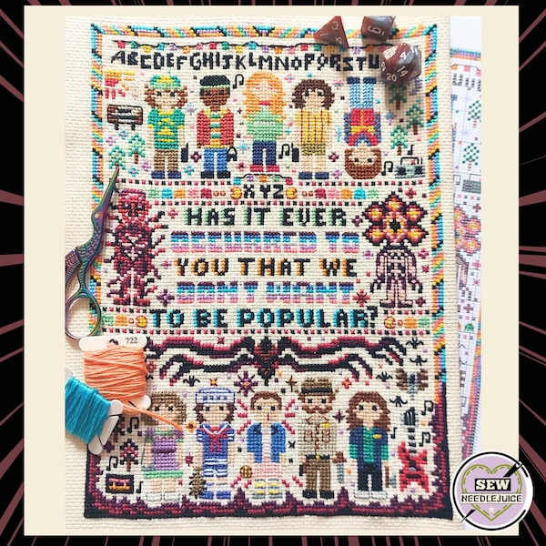 STRANGER UPSIDE DOWN、PDFデジタルダウンロード、クロスステッチパターン、カルト