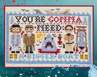 Bigger Boat Cross Stitch Pattern, Sharks, PDFDigital Download, Movie, Jaw