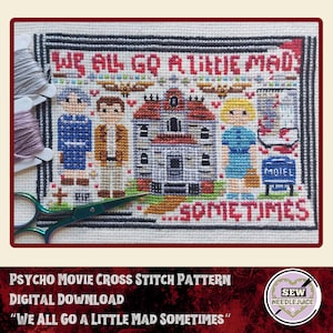 Psycho 1960 Movie Cross Stitch Pattern Digital Download Hitchcock