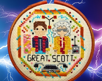 Back to the Future inspired  Cross Stitch Pattern, 90s Movie Sampler (PDF Download)