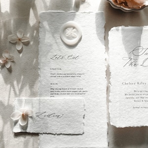 Menu di nozze con sigillo di cera di ortensia, menu elegante da tavolo, menu stampato di lusso per decorazioni di nozze, carta per cena di nozze, carta fatta a mano