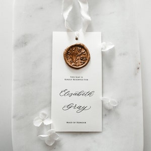 Reserved Seat Tags for Wedding Ceremony, Wedding Ceremony Chair Tags, Wax Seal and Silk Ribbon
