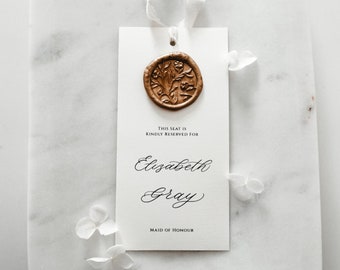Reserved Seat Tags for Wedding Ceremony, Wedding Ceremony Chair Tags, Wax Seal and Silk Ribbon