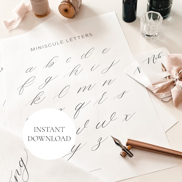 Calligraphy Practise Sheets Learn Modern Calligraphy at Home Printable Worksheets | INSTANT DOWNLOAD
