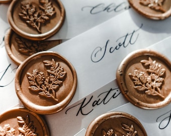 Vellum Place Names with Wax Seal, Minimalist Wedding Place Card Design, Calligraphy Name Tags
