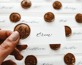 Vellum Wedding Place Names, Wax Seal Wedding Place Cards, Minimalist Wedding Table Decor, Table Seating Cards, Bronze Wedding Name Cards