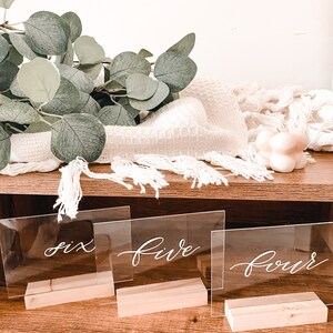 Clear Acrylic Wedding Table Numbers with Stand