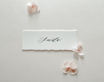 Ivory Wedding Place Names on Deckled Edge Place Cards
