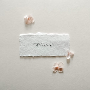 Tarjetas de lugar de boda Tarjetas de nombre de mesa de boda, tarjetas de lugar de papel de algodón orgánico, papel hecho a mano