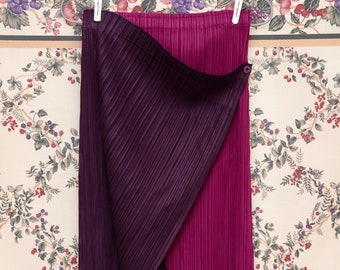 Handmade Pleated Purple Slim Skirt with Folds  Long Pleats Skirt Freesize