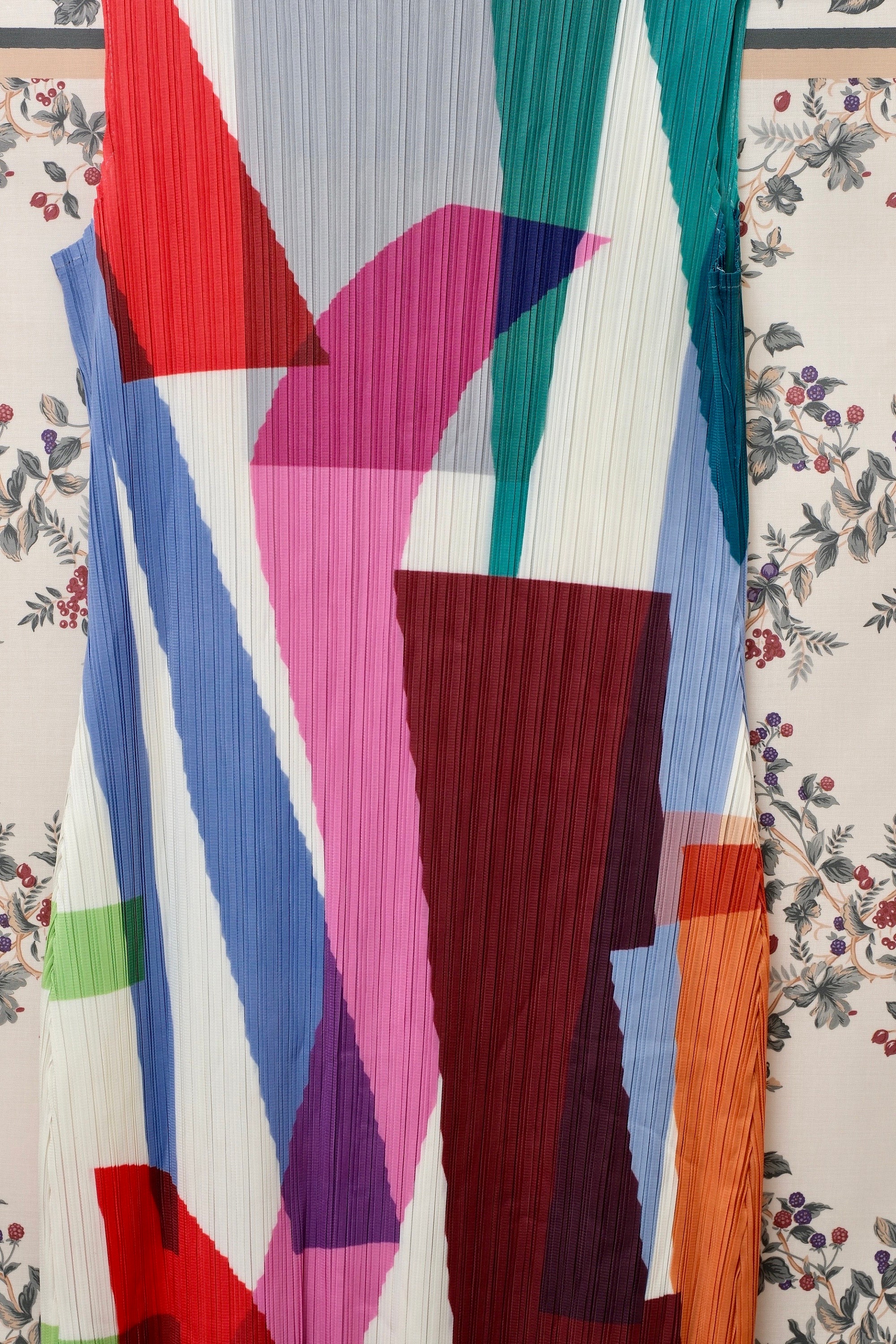 Handmade Pleated Colorful Long Dress Abstract Pattern Graphic Geometric ...