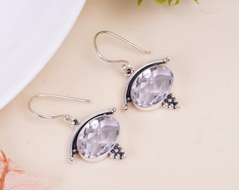 Pink Kunzite Sterling Silver Earrings: Handmade Dangle Jewelry