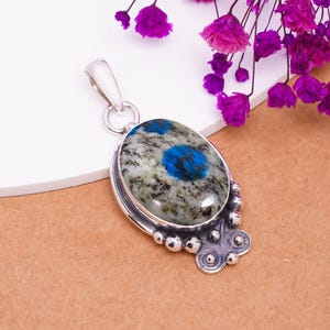 K2 Blue Azurite Pendant, 925 Sterling Silver Pendant, Gemstone Pendant, Handmade Pendant, Elegant Pendant, Birthday Gift For All Friends.