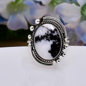 White Buffalo Turquoise 925 Sterling Silver Ring, Adjustable Ring, Gemstone Ring, Handmade Ring, Valentine&#39;s Jewelry Gift For All Friends.