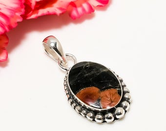 Natural Peanut Obsidian 925 Sterling Silver Pendant: Handmade Gemstone Jewelry