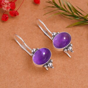 925 Sterling Silver Earring, Purple Amethyst Earring, Natural Gemstone Earring, Handmade Earring, Elegant Earring, Birthday Gift For Friends