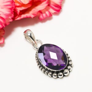 Purple Amethyst Pendant, 925 Sterling Silver Pendant, Gemstone Pendant, Handmade Pendant, Elegant Pendant, Birthday Gift For All Friends.