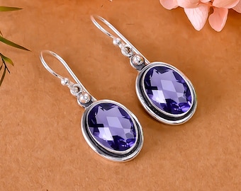 Handmade Purple Iolite Sterling Silver Dangle Earrings