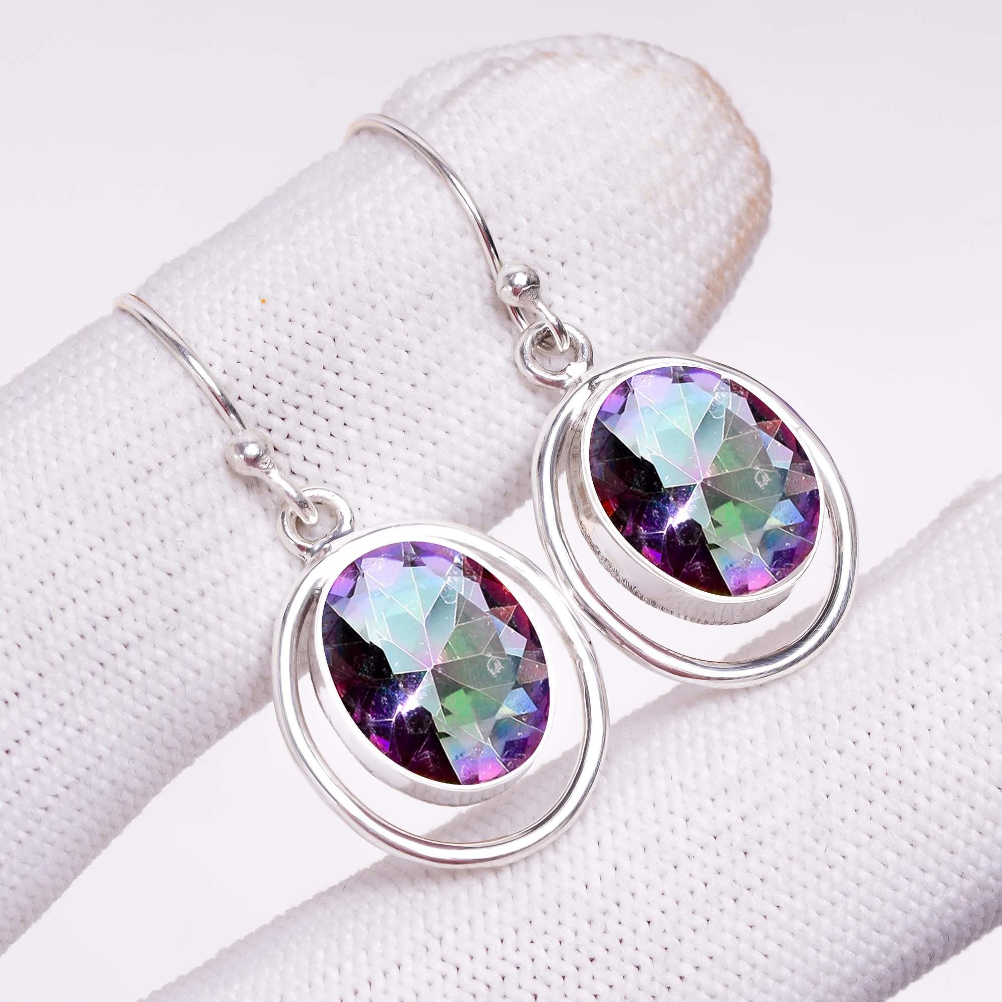 Orecchini In Argento Sterling Con Autentico Topazio Mistico - Foto 8