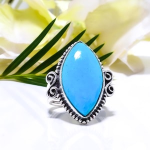 Natural Magnesite Turquoise Marquise 925 Sterling Silver Ring Adjustable Ring Gemstone Ring Beautiful Jewelry, Valentine&#39;s Day Gift For Mom