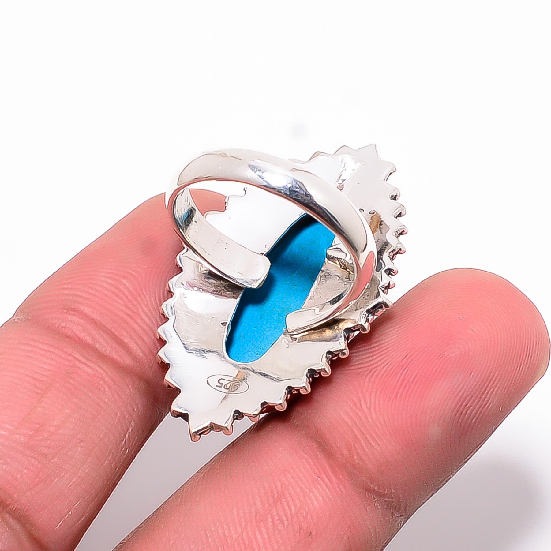 スリーピングビューティーターコイズリング：ハンドメイド925