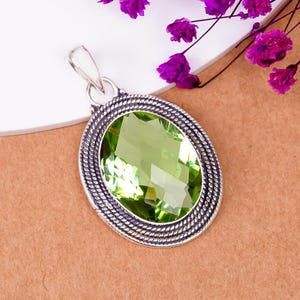 Grüner Amethyst Anhänger, 925 Sterling Silber Anhänger, Edelstein Anhänger, Handgefertigter Anhänger, Eleganter Anhänger, Geburtstag Geschenk für alle Freunde.