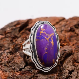 925 Sterling Silber Ring, Kupfer Lila Türkis Ring, Edelstein Ring, Handgemachter Ring, Eleganter Ring, Geburtstag Geschenk für Mutter. Silber Ring.