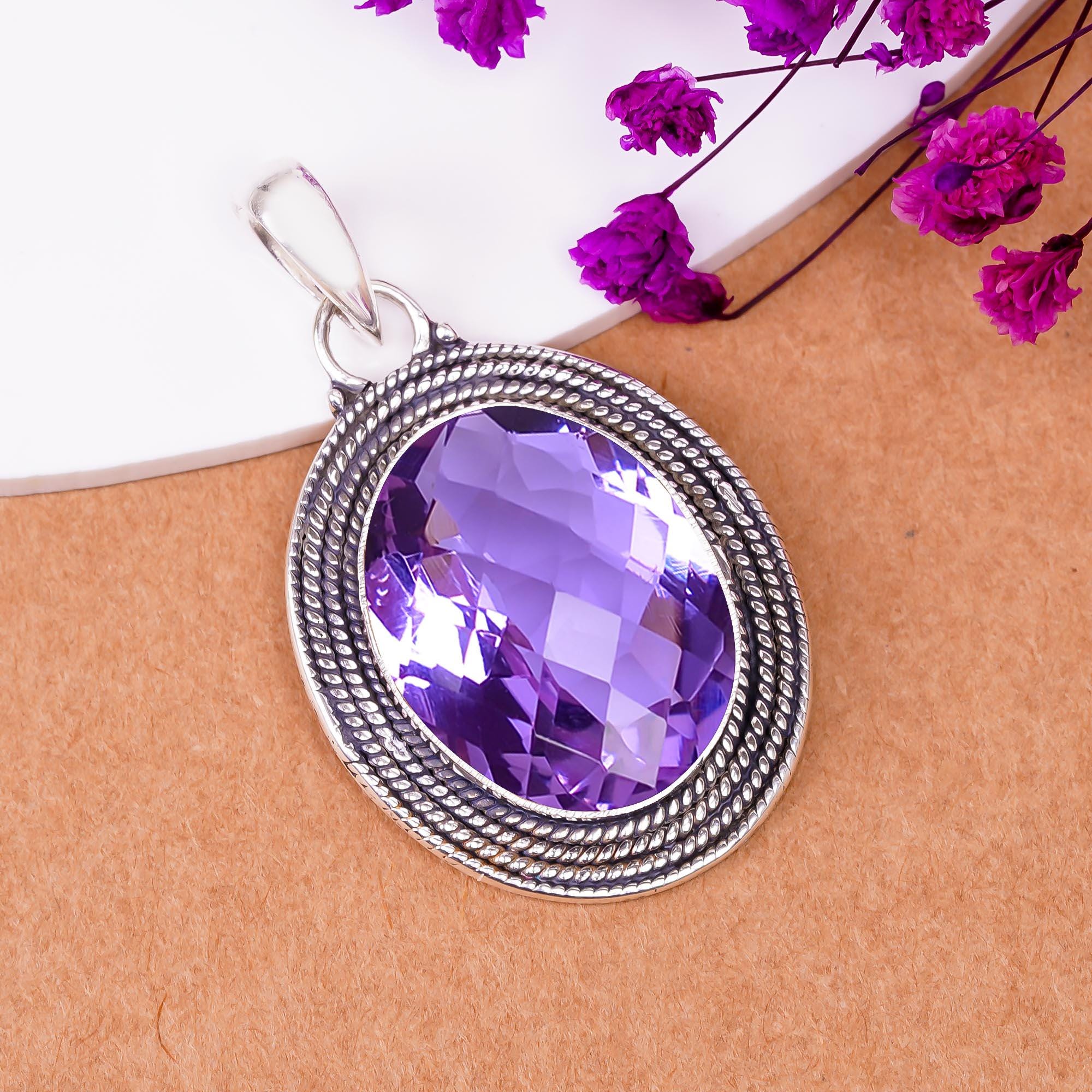 Pendentif Alexandrite 5 Carats Ovale En Argent 925 - Collier 18 Pouces - Neuf Sans Emballage