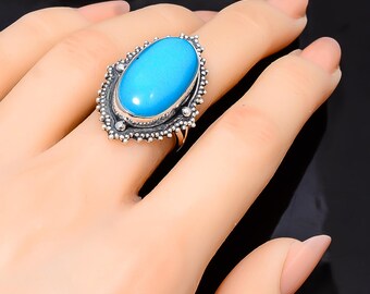 スリーピングビューティーターコイズリング：ハンドメイド925